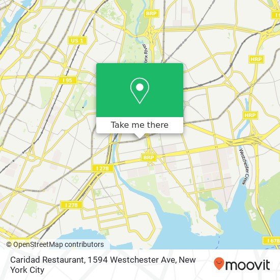 Mapa de Caridad Restaurant, 1594 Westchester Ave