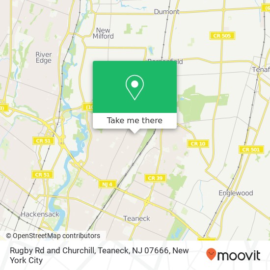 Mapa de Rugby Rd and Churchill, Teaneck, NJ 07666