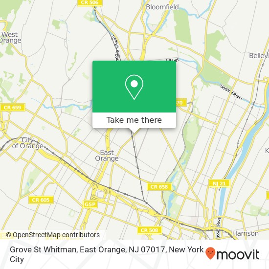 Mapa de Grove St Whitman, East Orange, NJ 07017