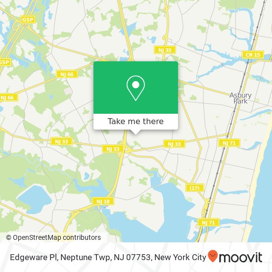 Mapa de Edgeware Pl, Neptune Twp, NJ 07753