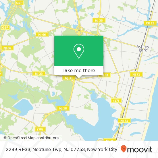 Mapa de 2289 RT-33, Neptune Twp, NJ 07753