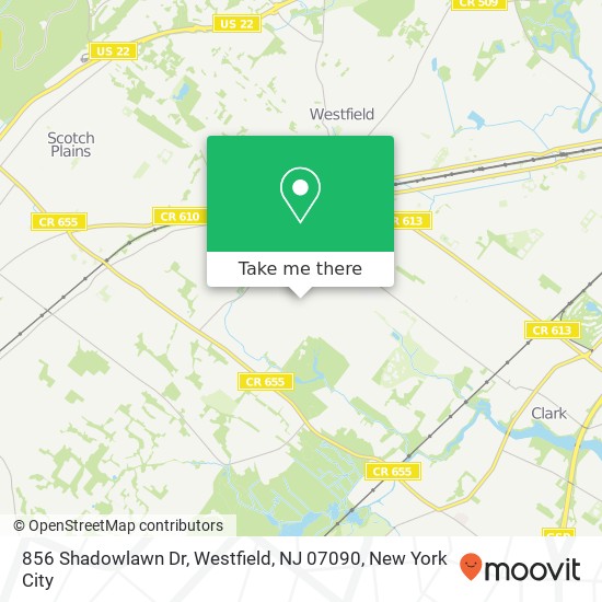 Mapa de 856 Shadowlawn Dr, Westfield, NJ 07090