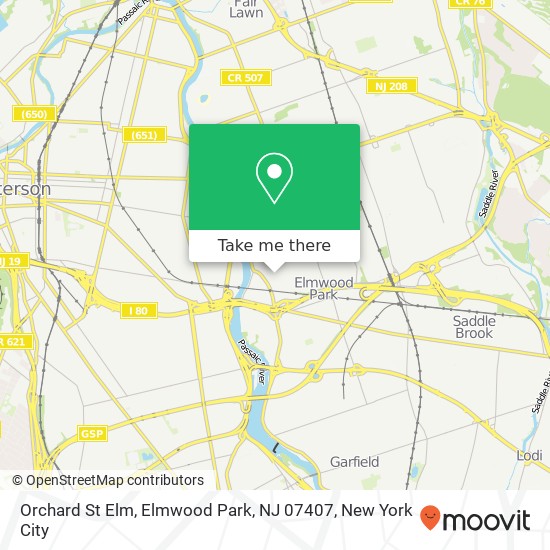 Mapa de Orchard St Elm, Elmwood Park, NJ 07407