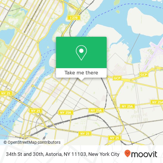 Mapa de 34th St and 30th, Astoria, NY 11103