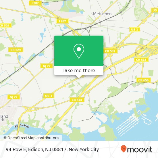 Mapa de 94 Row E, Edison, NJ 08817