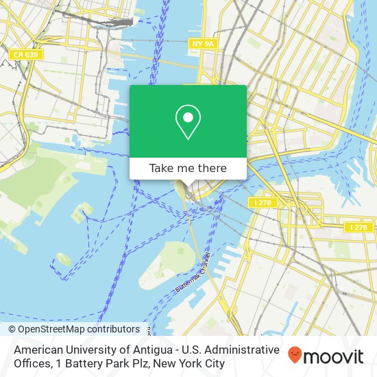 American University of Antigua - U.S. Administrative Offices, 1 Battery Park Plz map