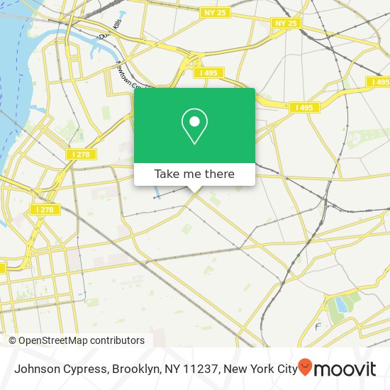 Mapa de Johnson Cypress, Brooklyn, NY 11237