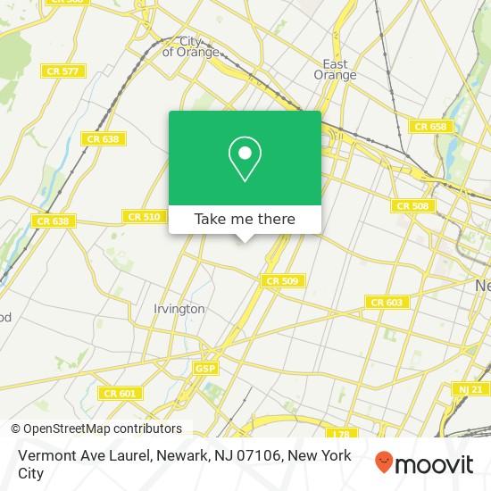 Vermont Ave Laurel, Newark, NJ 07106 map
