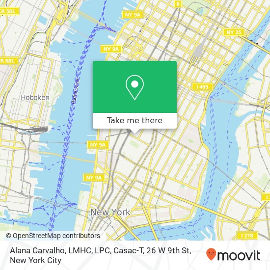 Alana Carvalho, LMHC, LPC, Casac-T, 26 W 9th St map