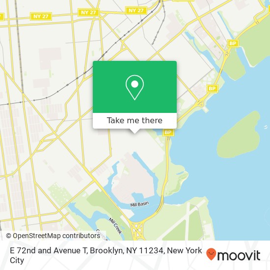Mapa de E 72nd and Avenue T, Brooklyn, NY 11234