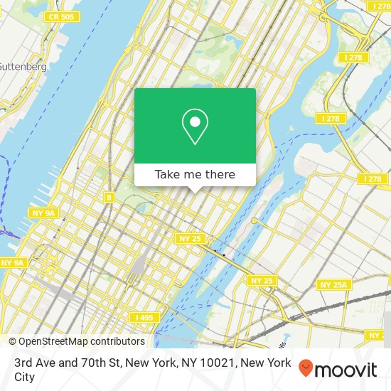 Mapa de 3rd Ave and 70th St, New York, NY 10021