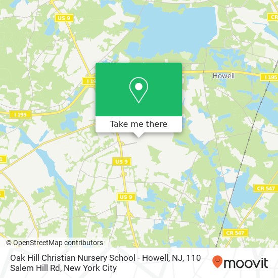 Oak Hill Christian Nursery School - Howell, NJ, 110 Salem Hill Rd map