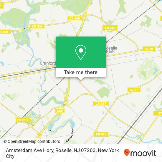 Mapa de Amsterdam Ave Hory, Roselle, NJ 07203