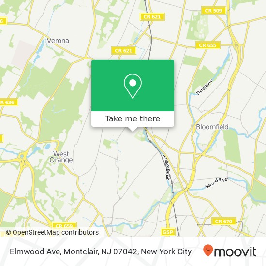 Elmwood Ave, Montclair, NJ 07042 map