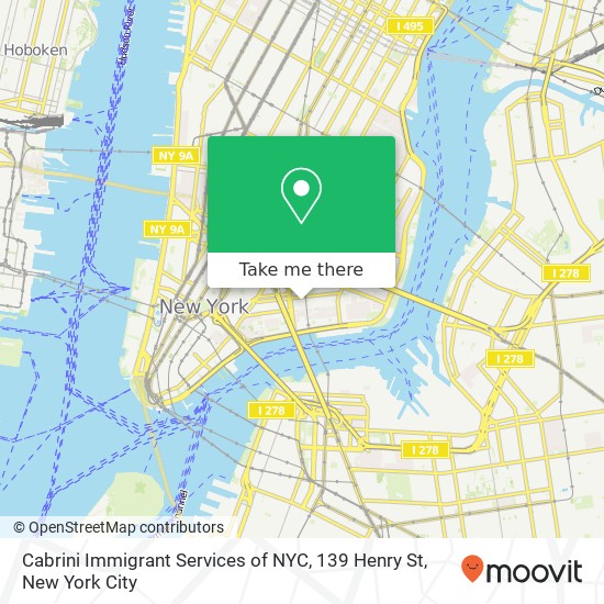 Mapa de Cabrini Immigrant Services of NYC, 139 Henry St