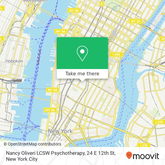 Mapa de Nancy Oliveri LCSW Psychotherapy, 24 E 12th St