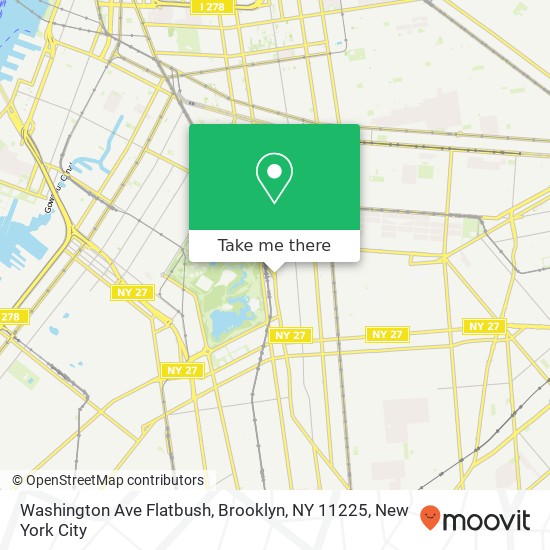 Mapa de Washington Ave Flatbush, Brooklyn, NY 11225