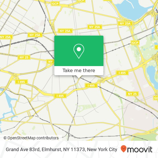 Mapa de Grand Ave 83rd, Elmhurst, NY 11373