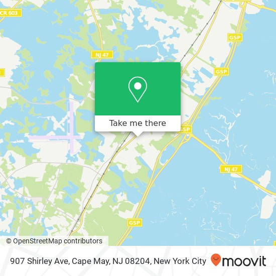 Mapa de 907 Shirley Ave, Cape May, NJ 08204