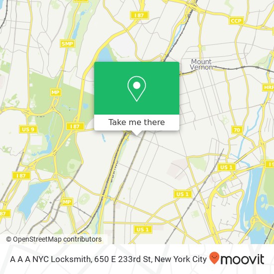 Mapa de A A A NYC Locksmith, 650 E 233rd St