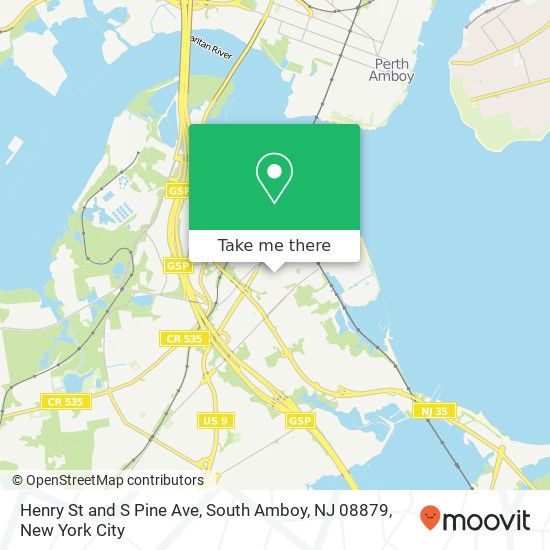 Mapa de Henry St and S Pine Ave, South Amboy, NJ 08879