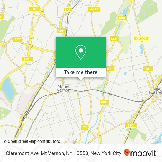 Mapa de Claremont Ave, Mt Vernon, NY 10550