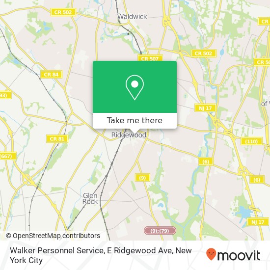 Walker Personnel Service, E Ridgewood Ave map