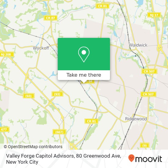 Mapa de Valley Forge Capitol Advisors, 80 Greenwood Ave