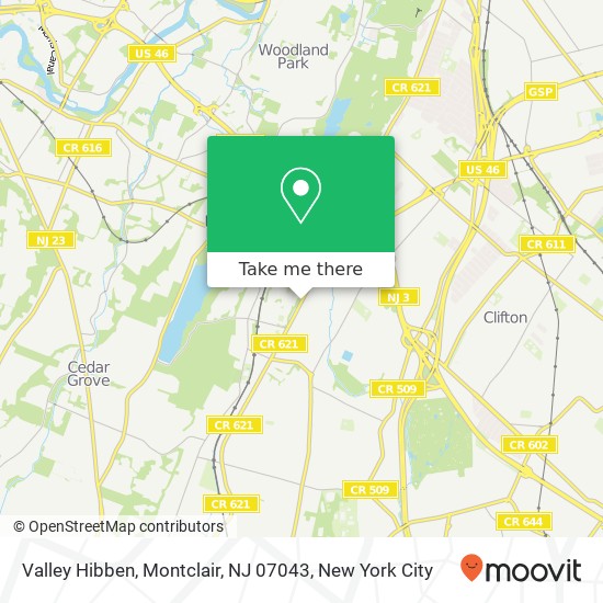 Mapa de Valley Hibben, Montclair, NJ 07043
