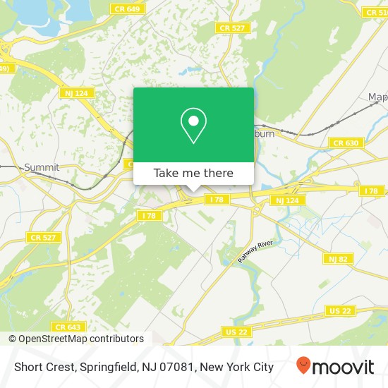 Mapa de Short Crest, Springfield, NJ 07081