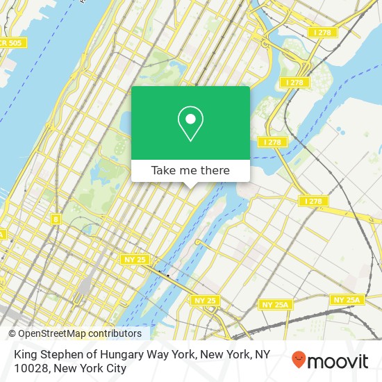 King Stephen of Hungary Way York, New York, NY 10028 map