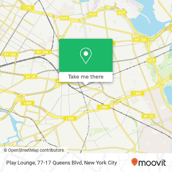 Mapa de Play Lounge, 77-17 Queens Blvd