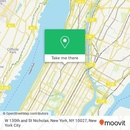 Mapa de W 130th and St Nicholas, New York, NY 10027