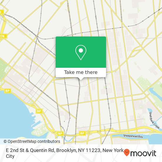 Mapa de E 2nd St & Quentin Rd, Brooklyn, NY 11223