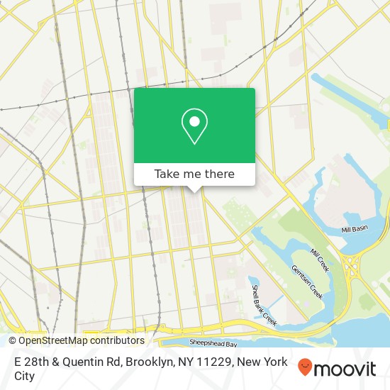 Mapa de E 28th & Quentin Rd, Brooklyn, NY 11229