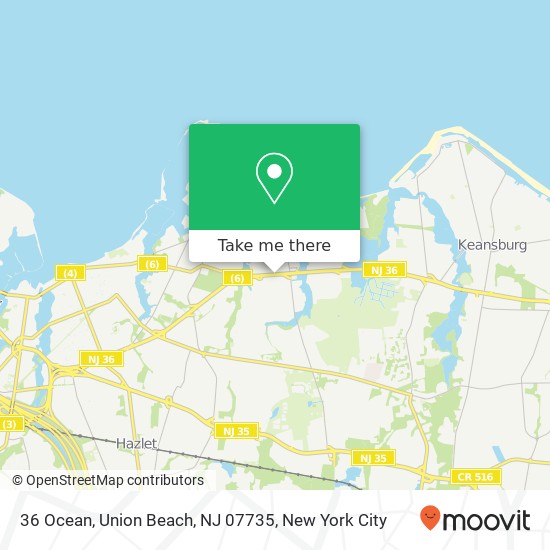 Mapa de 36 Ocean, Union Beach, NJ 07735