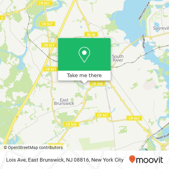 Mapa de Lois Ave, East Brunswick, NJ 08816