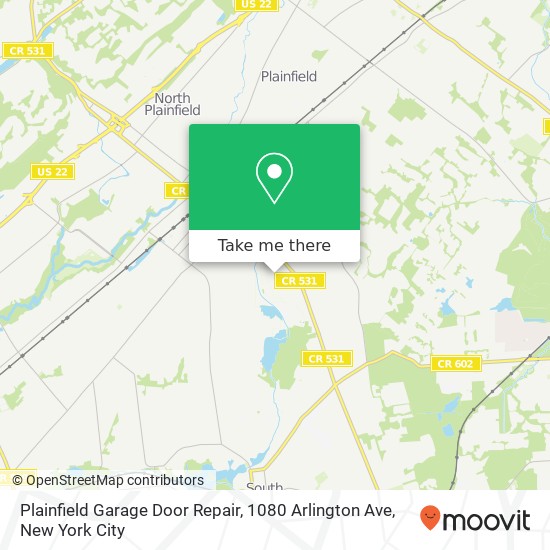 Plainfield Garage Door Repair, 1080 Arlington Ave map