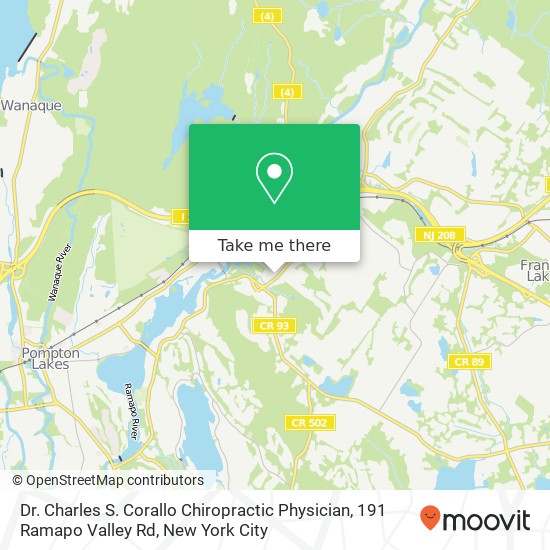 Mapa de Dr. Charles S. Corallo Chiropractic Physician, 191 Ramapo Valley Rd