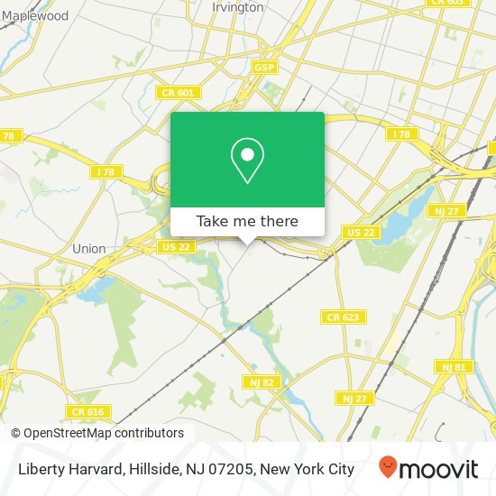 Mapa de Liberty Harvard, Hillside, NJ 07205