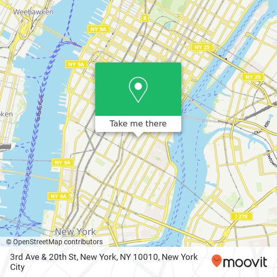 Mapa de 3rd Ave & 20th St, New York, NY 10010