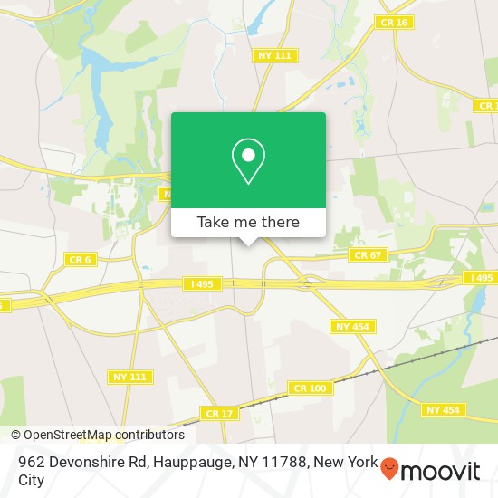 Mapa de 962 Devonshire Rd, Hauppauge, NY 11788