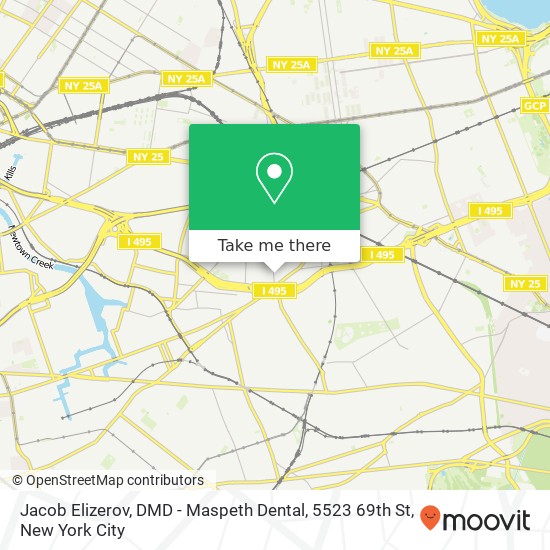 Mapa de Jacob Elizerov, DMD - Maspeth Dental, 5523 69th St