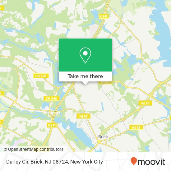 Mapa de Darley Cir, Brick, NJ 08724