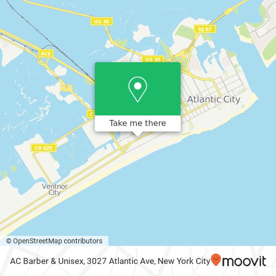 Mapa de AC Barber & Unisex, 3027 Atlantic Ave