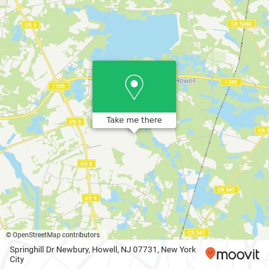 Mapa de Springhill Dr Newbury, Howell, NJ 07731