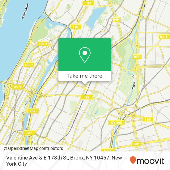 Mapa de Valentine Ave & E 178th St, Bronx, NY 10457