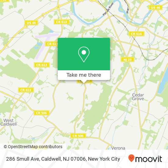 Mapa de 286 Smull Ave, Caldwell, NJ 07006