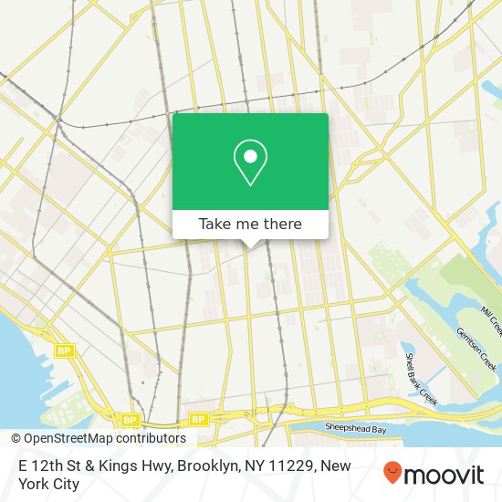 Mapa de E 12th St & Kings Hwy, Brooklyn, NY 11229