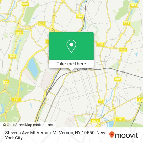 Mapa de Stevens Ave Mt Vernon, Mt Vernon, NY 10550